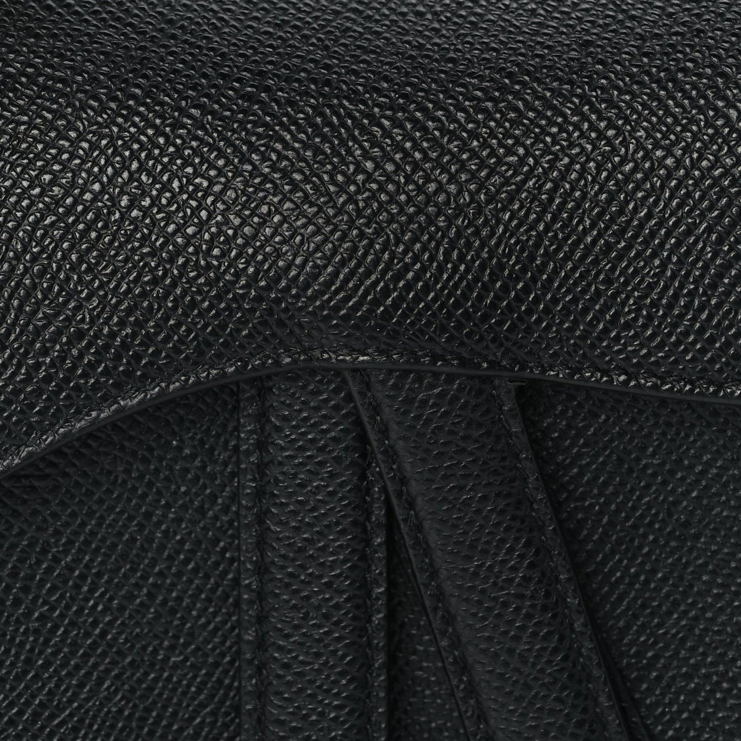 Christian Dior Grained Calfskin Mini Saddle Bag With Strap Black