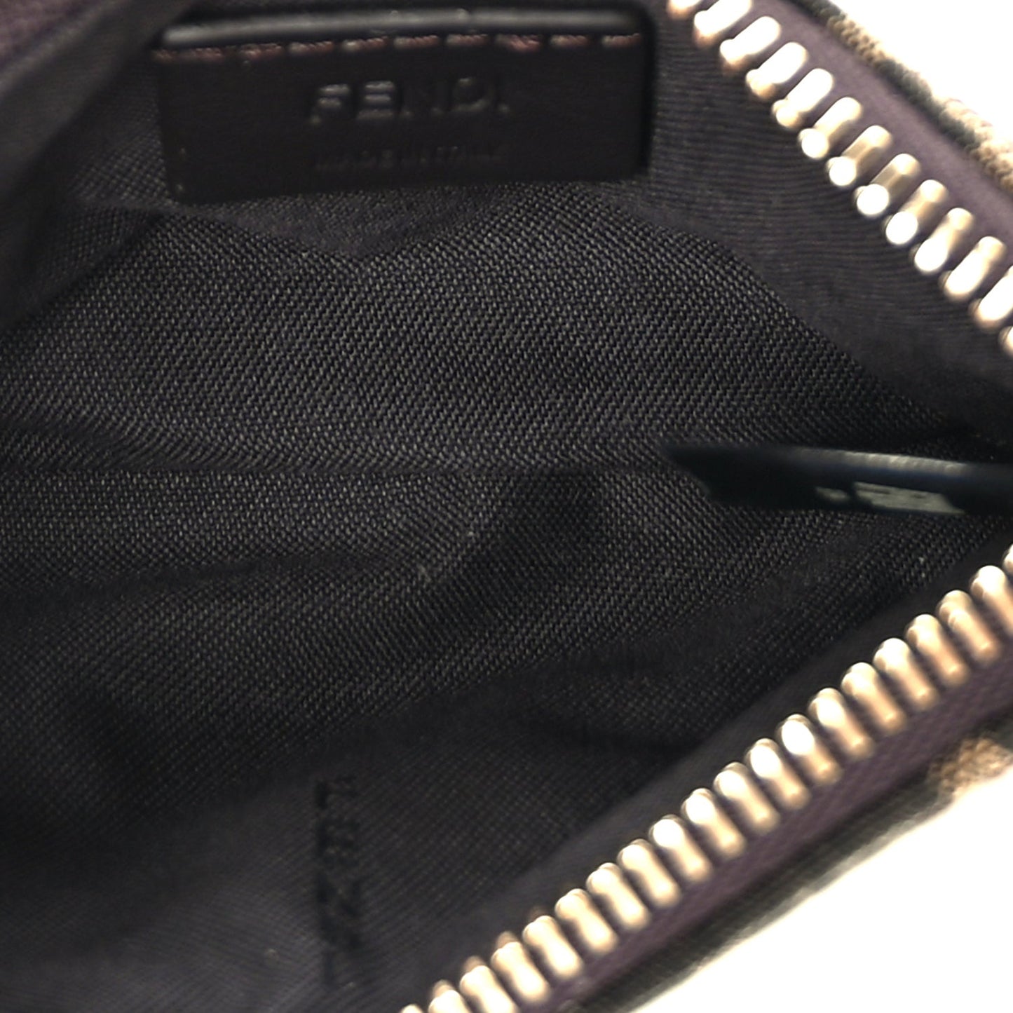 Fendi Fabric Jacquard Mini Flat Pouch  Tobacco Brown Real Ebony