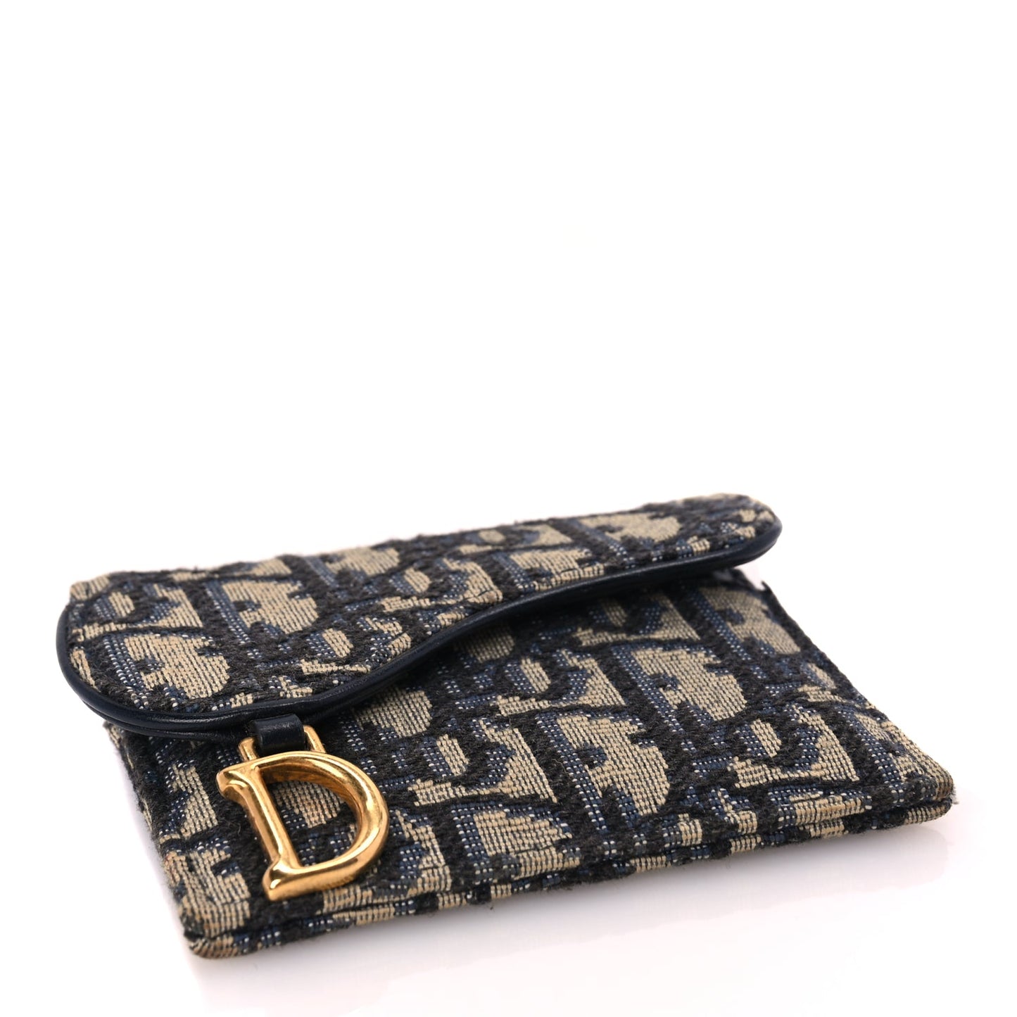 Christian Dior Oblique Saddle Card Holder Blue