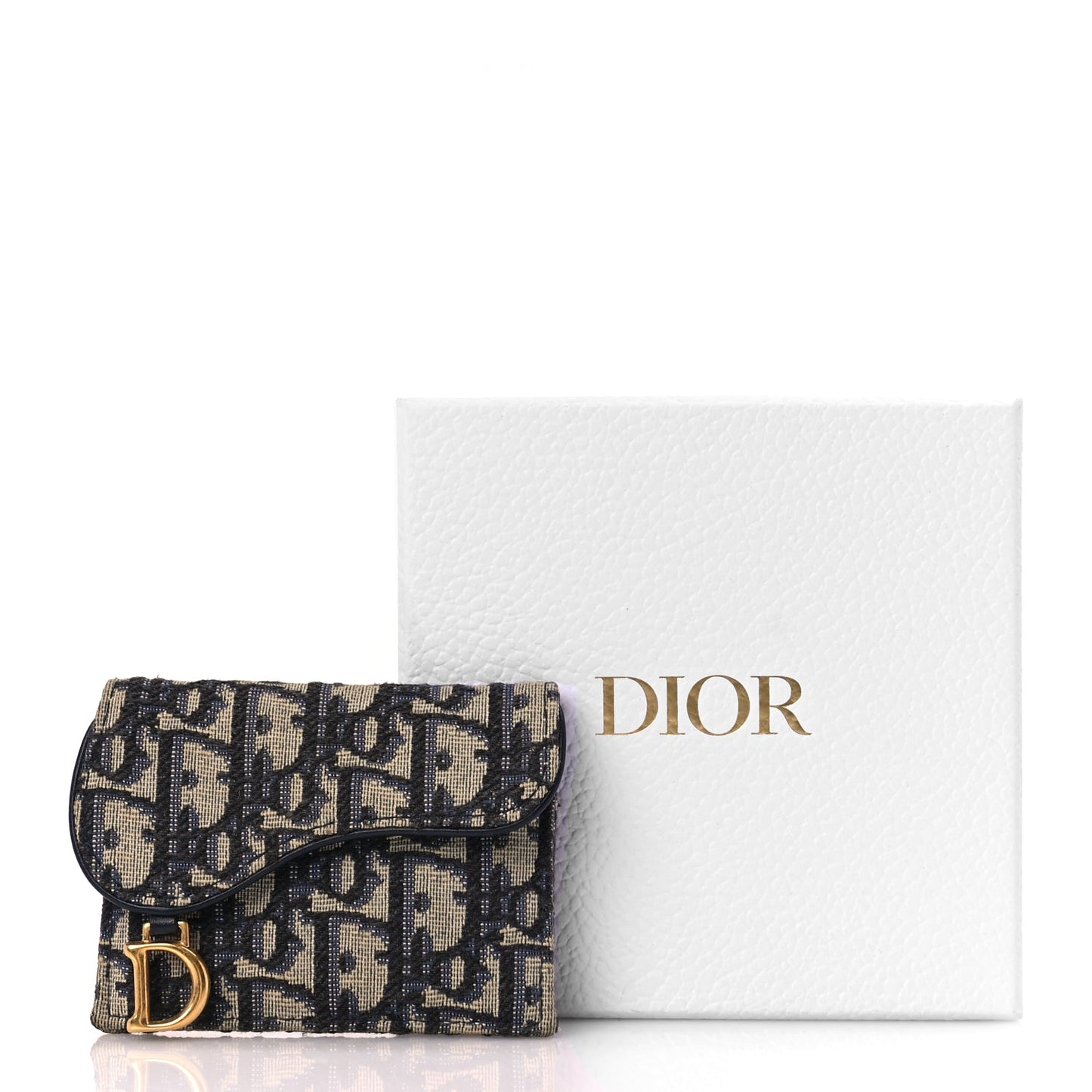 Christian Dior Oblique Saddle Card Holder Blue