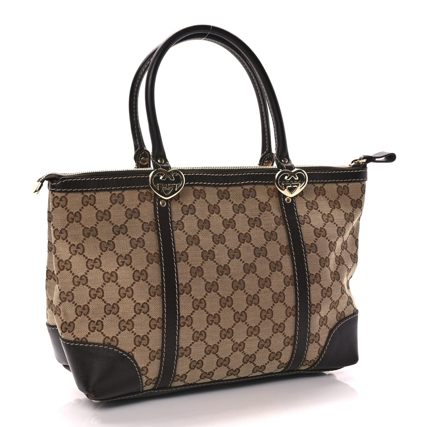 Gucci Monogram Small Lovely Heart Tote Dark Brown