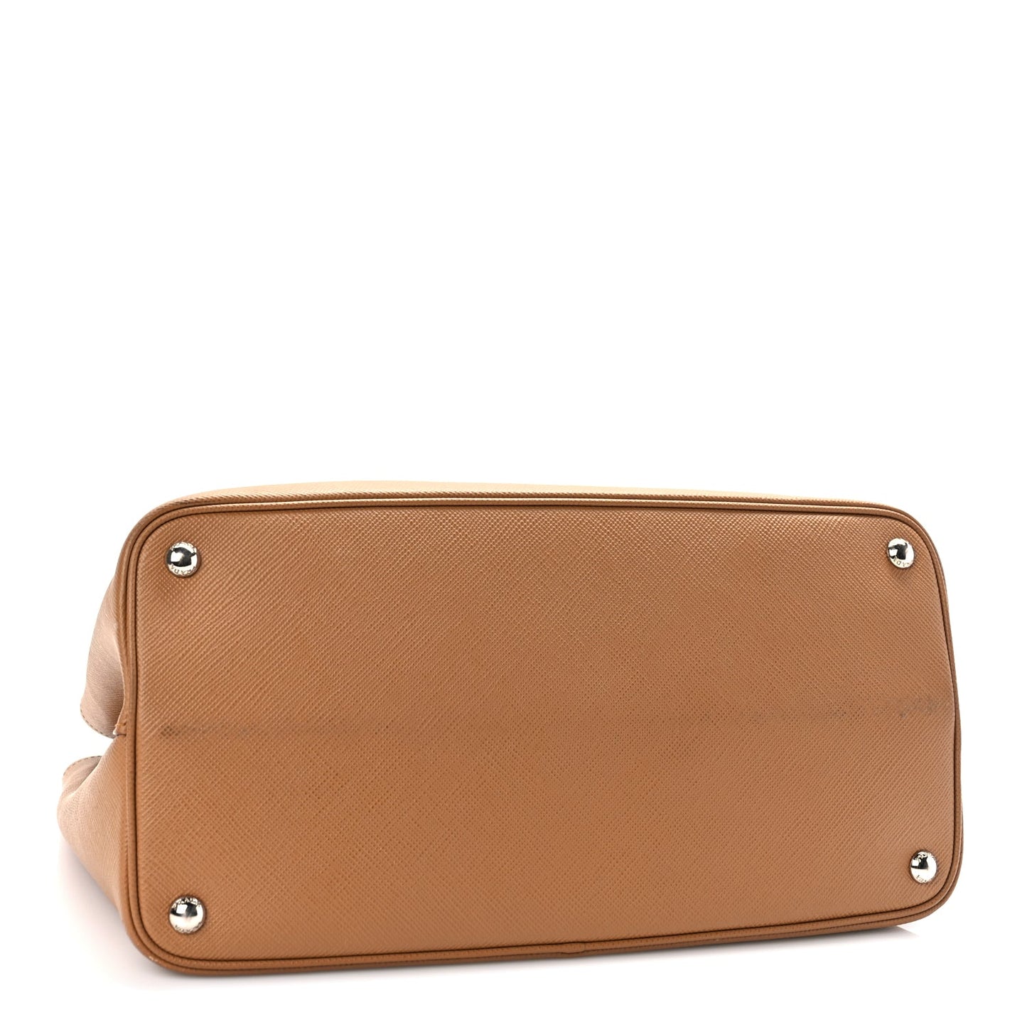 Prada Saffiano Cuir Large Double Bag Caramel Fuoco