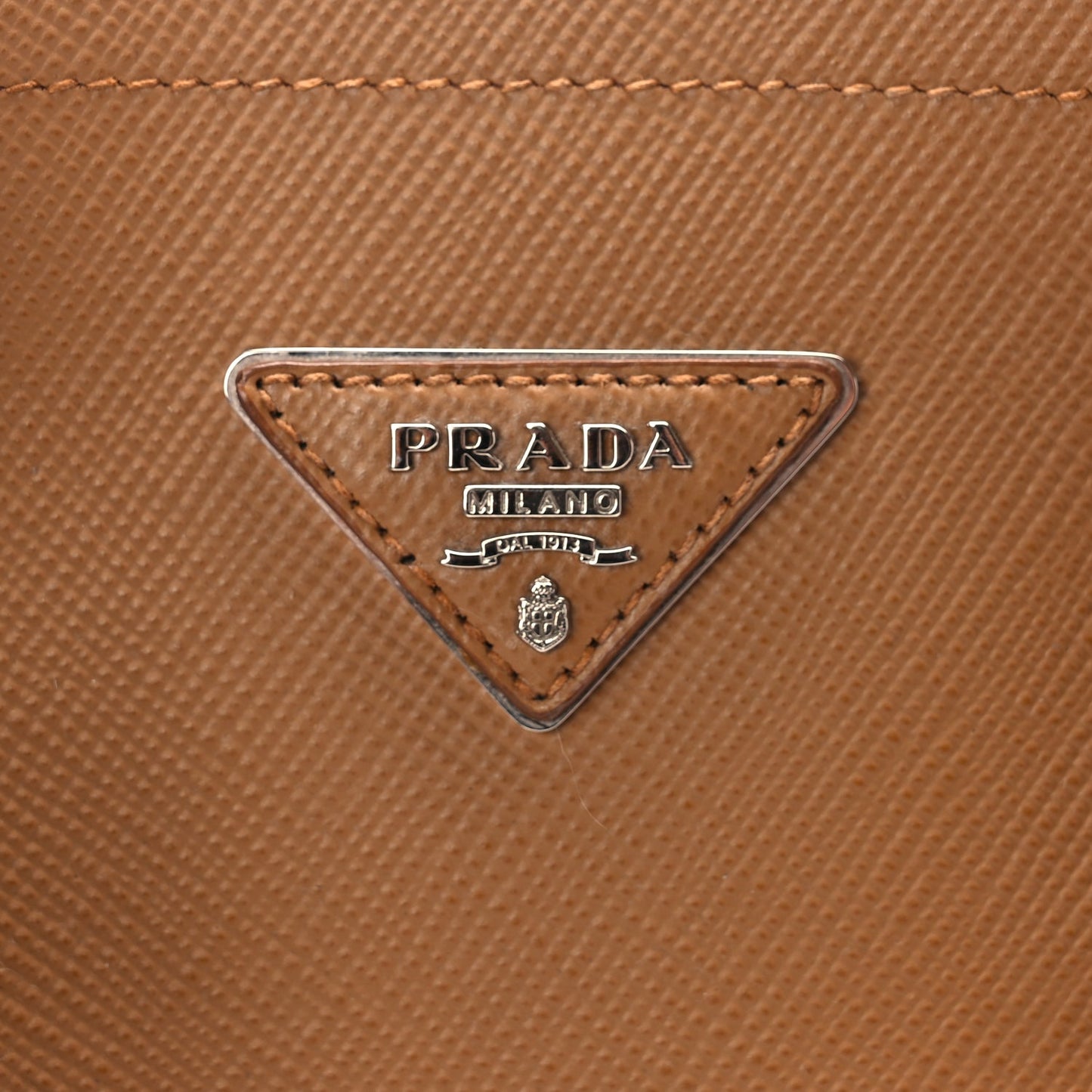 Prada Saffiano Cuir Large Double Bag Caramel Fuoco