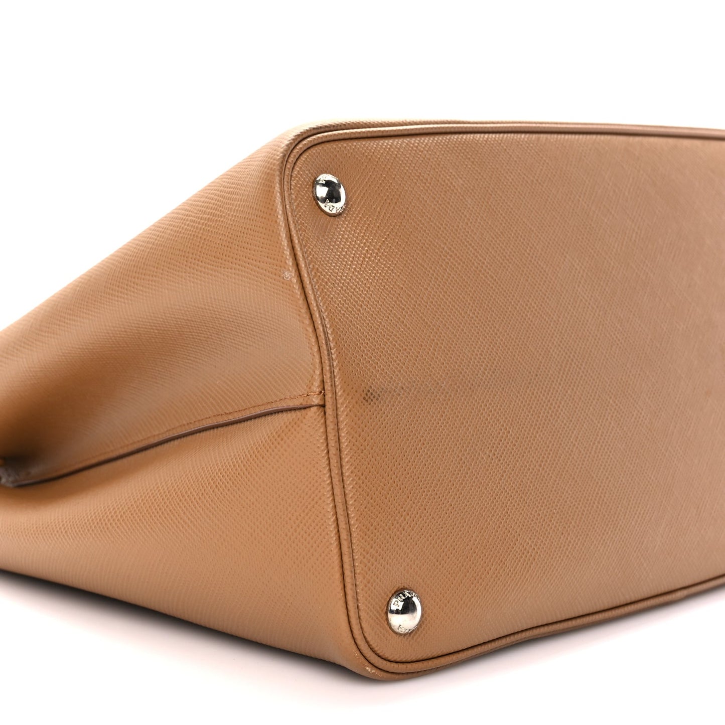 Prada Saffiano Cuir Large Double Bag Caramel Fuoco