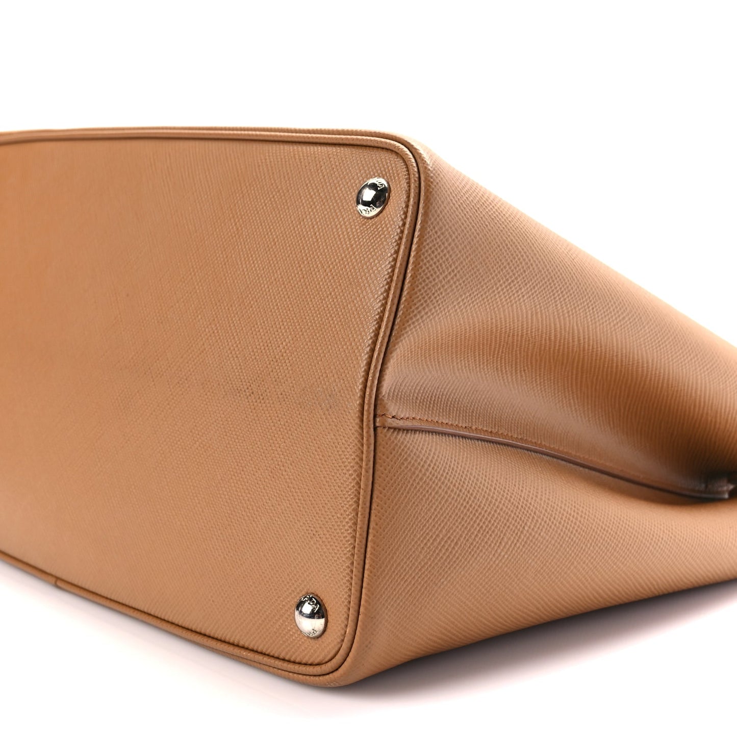 Prada Saffiano Cuir Large Double Bag Caramel Fuoco