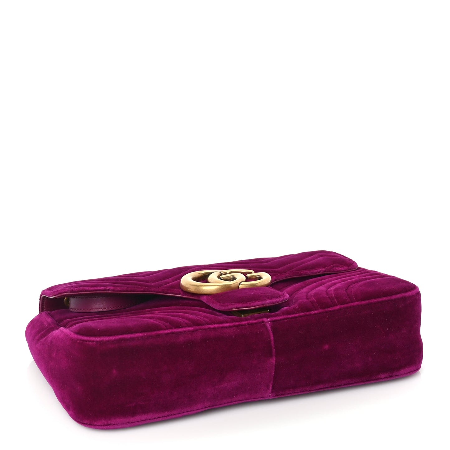 Gucci Velvet Matelasse Medium GG Marmont Shoulder Bag  Fuchsia Violet Cyclamen