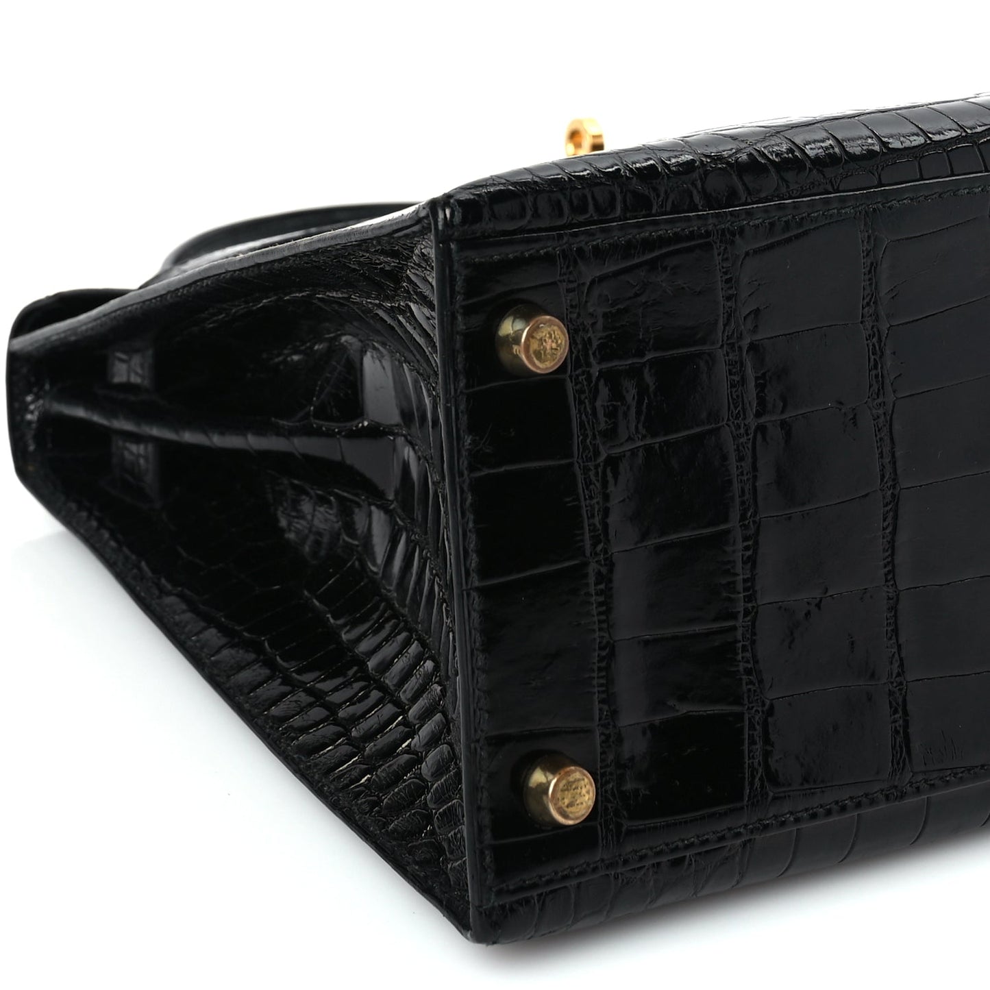Hermes Shiny Alligator Kelly Sellier 28 Black