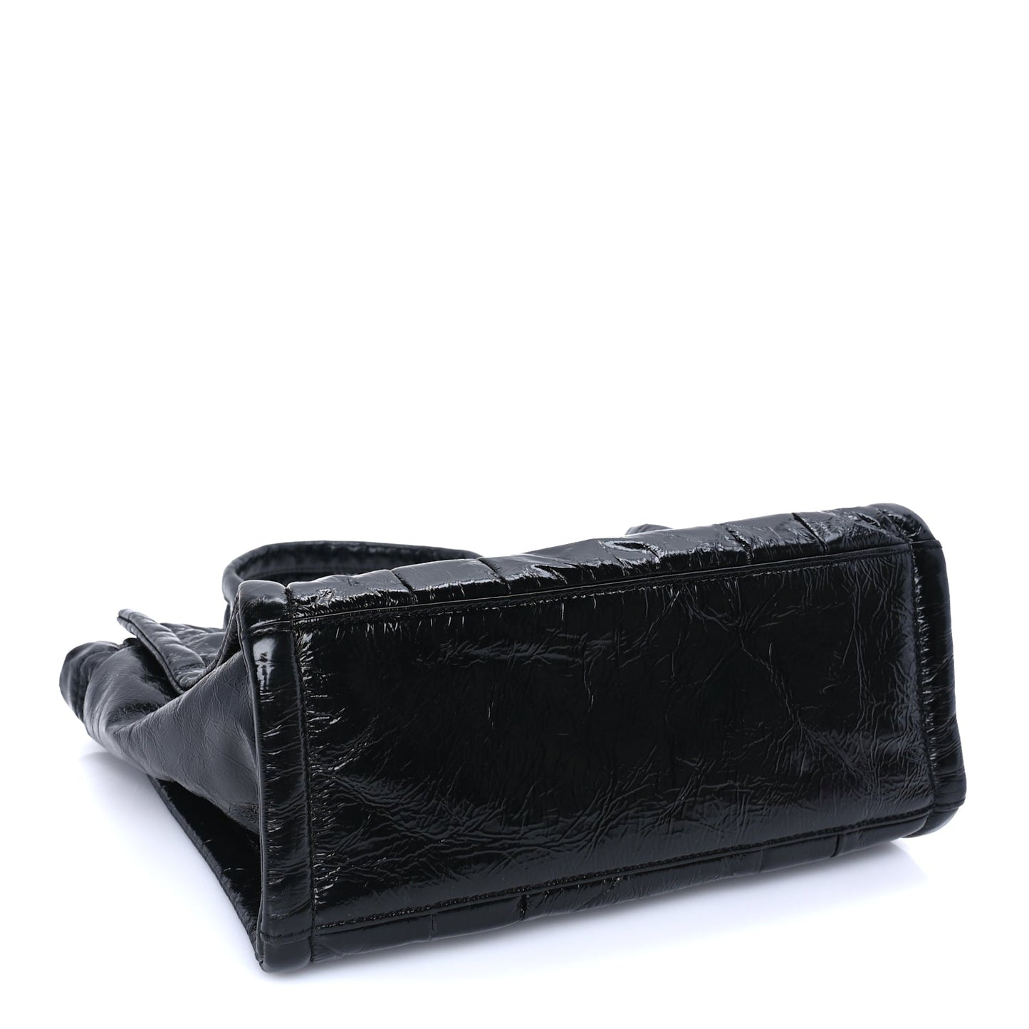 Marc Jacobs Shiny Crinkled Lambskin Medium The Tote Bag Black
