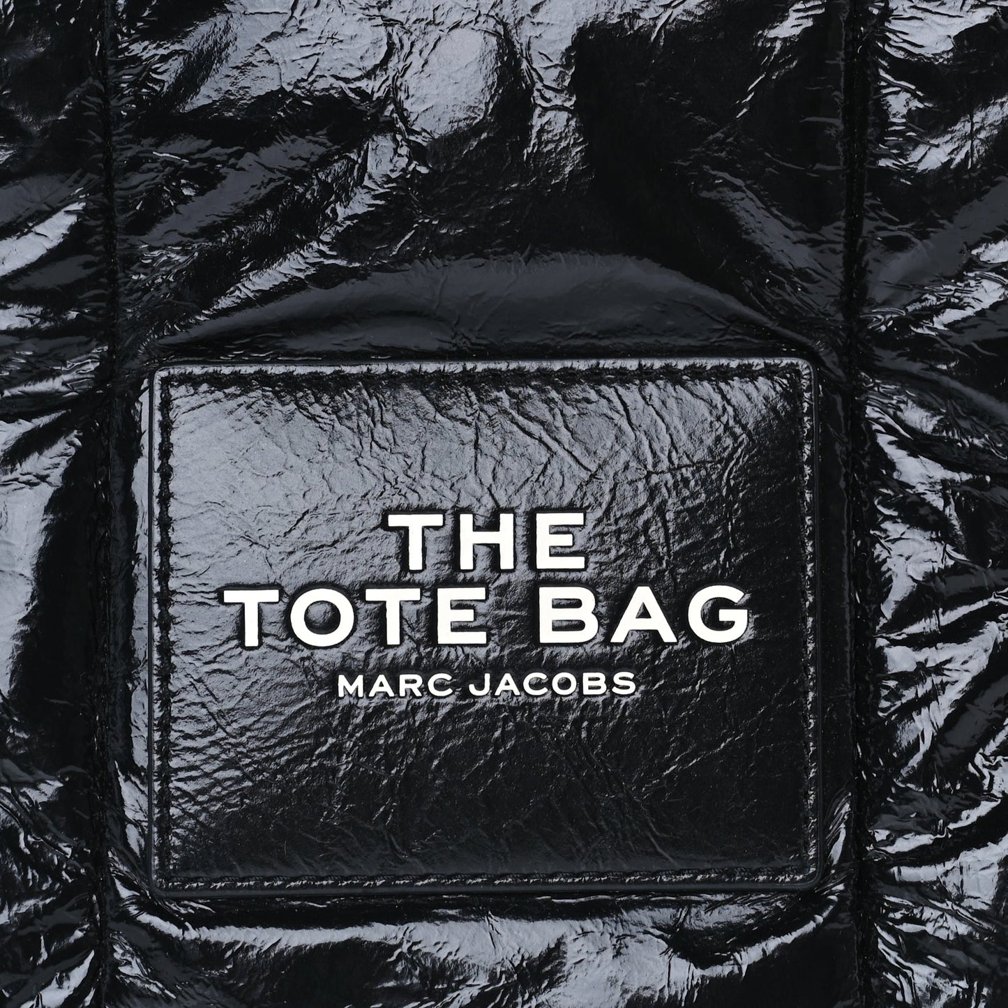 Marc Jacobs Shiny Crinkled Lambskin Medium The Tote Bag Black
