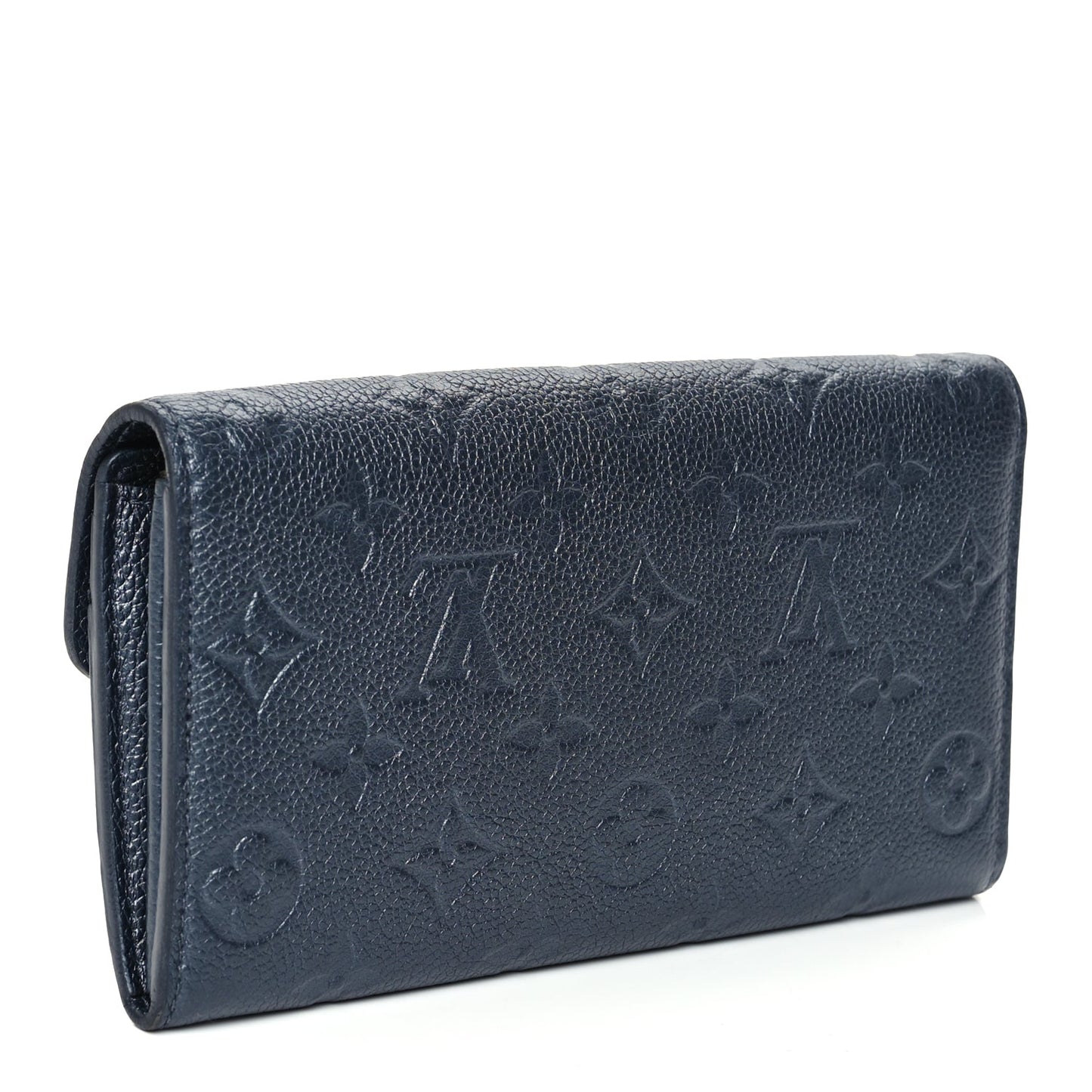 Louis Vuitton Metallic Empreinte Monogram Crystal Flower Sarah Wallet Navy Blue