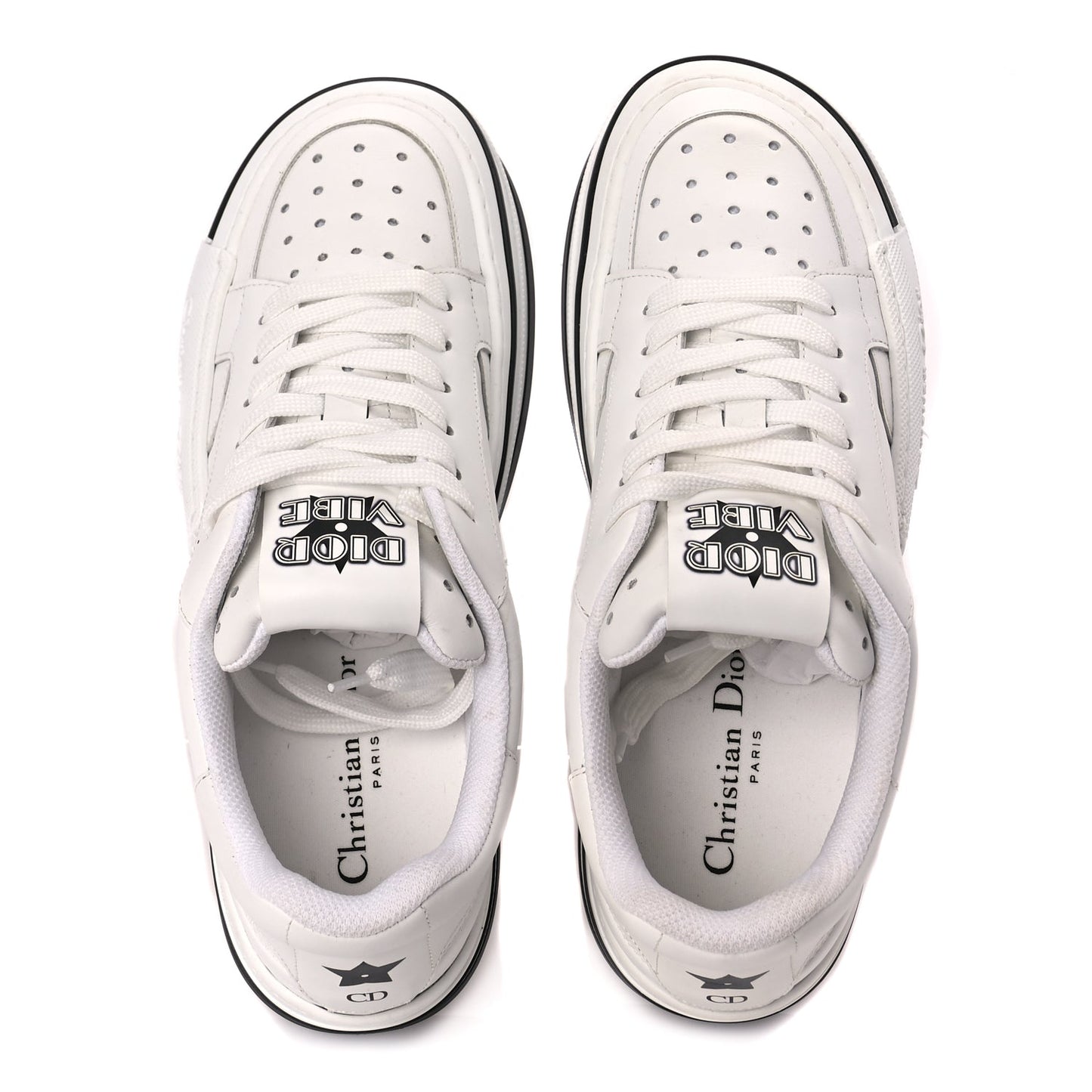 Christian Dior Calfskin D-Freeway Low Top Sneakers 39 White
