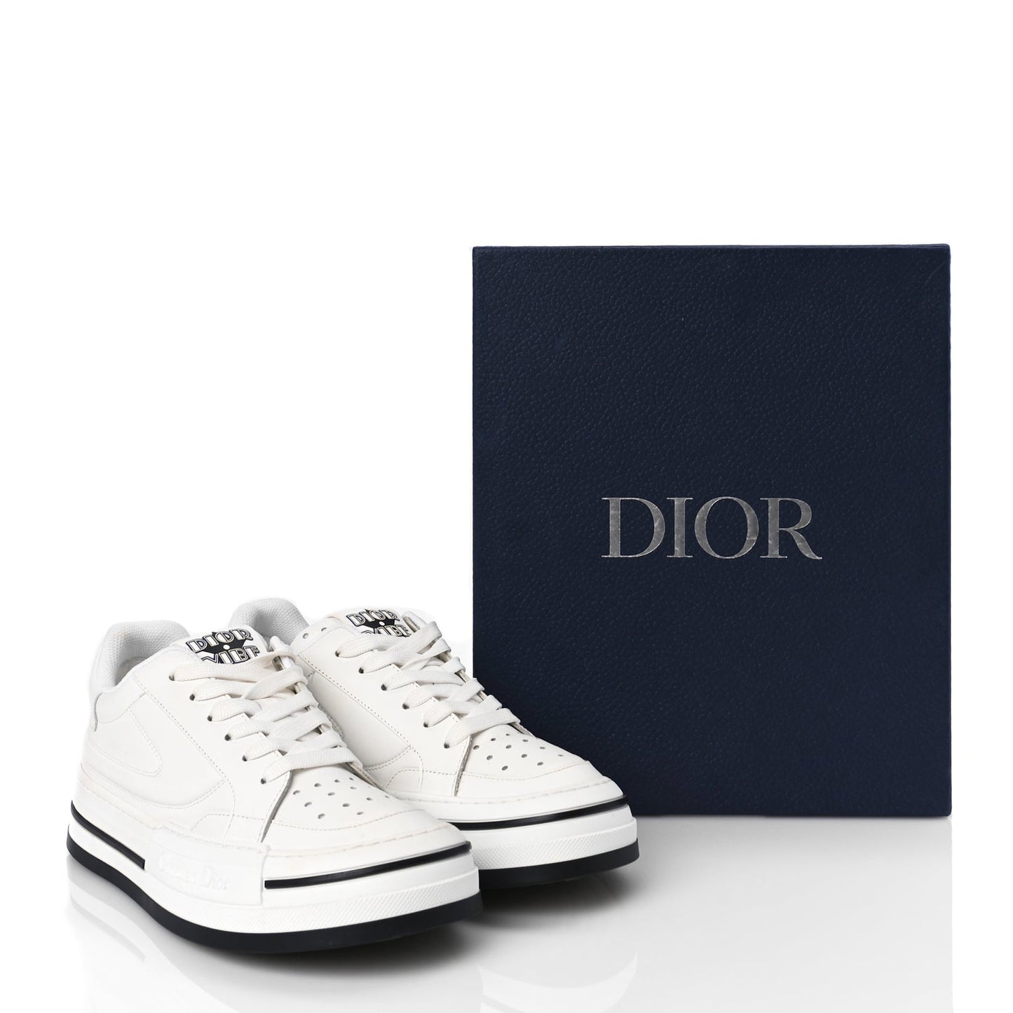 Christian Dior Calfskin D-Freeway Low Top Sneakers 39 White