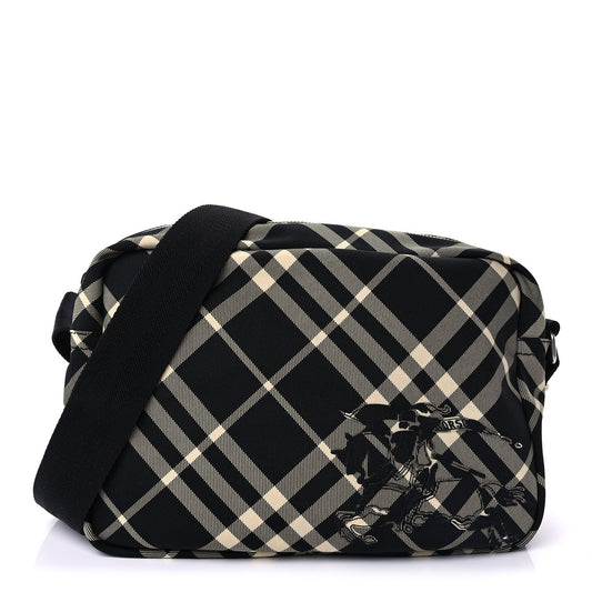 Burberry Canvas Check EKD-applique Crossbody Bag Black Calico