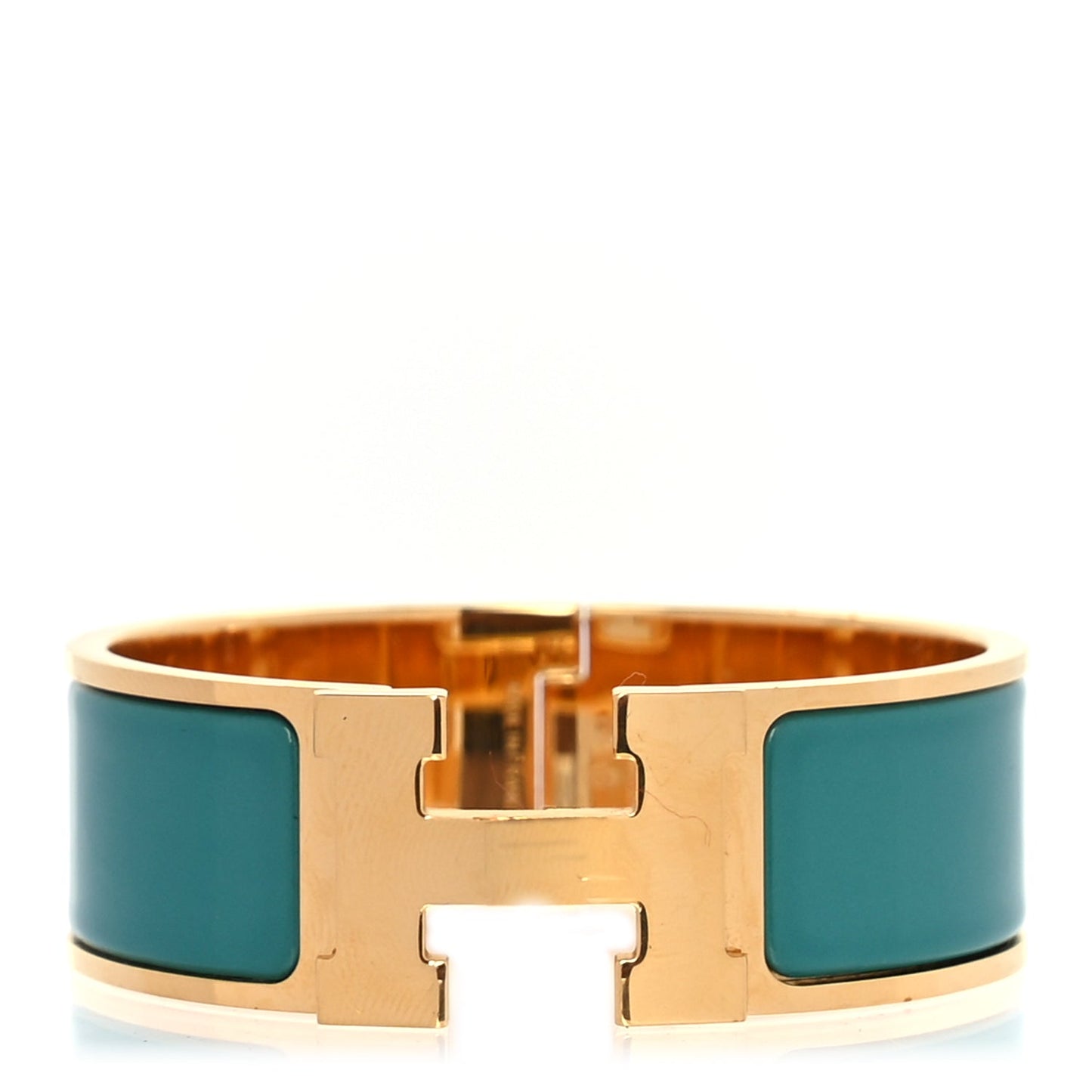 Hermes Enamel Wide Clic Clac H Bracelet PM Malachite