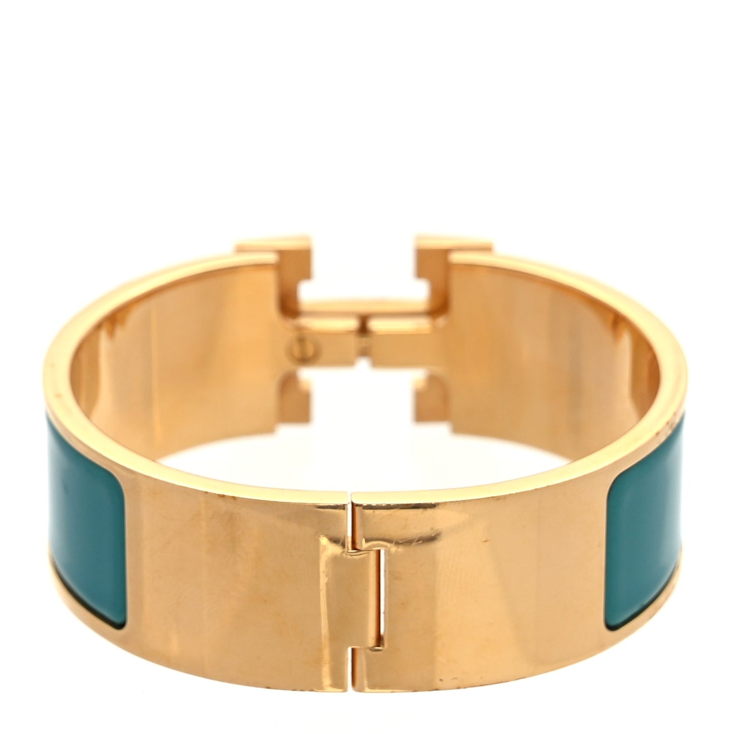 Hermes Enamel Wide Clic Clac H Bracelet PM Malachite