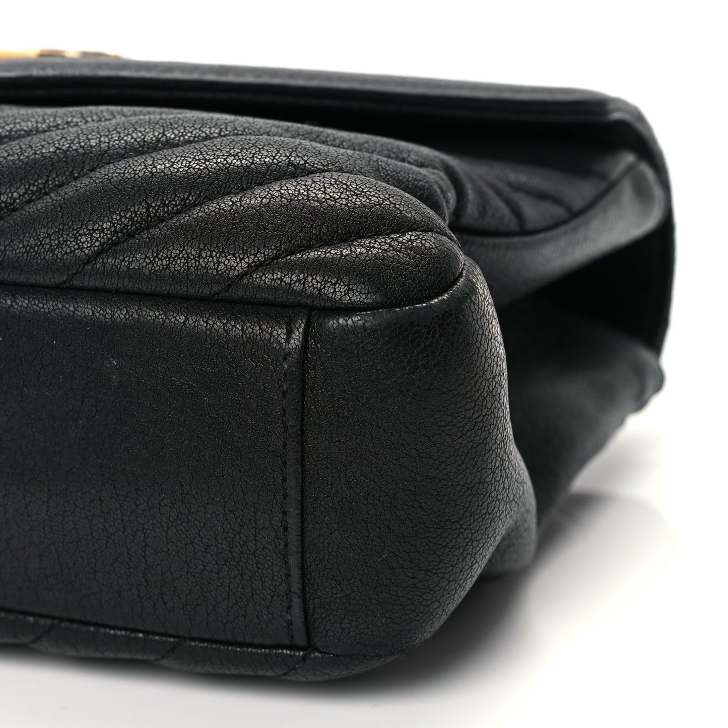 Saint Laurent Sheepskin Matelasse Chevron Monogram Medium College Bag Black
