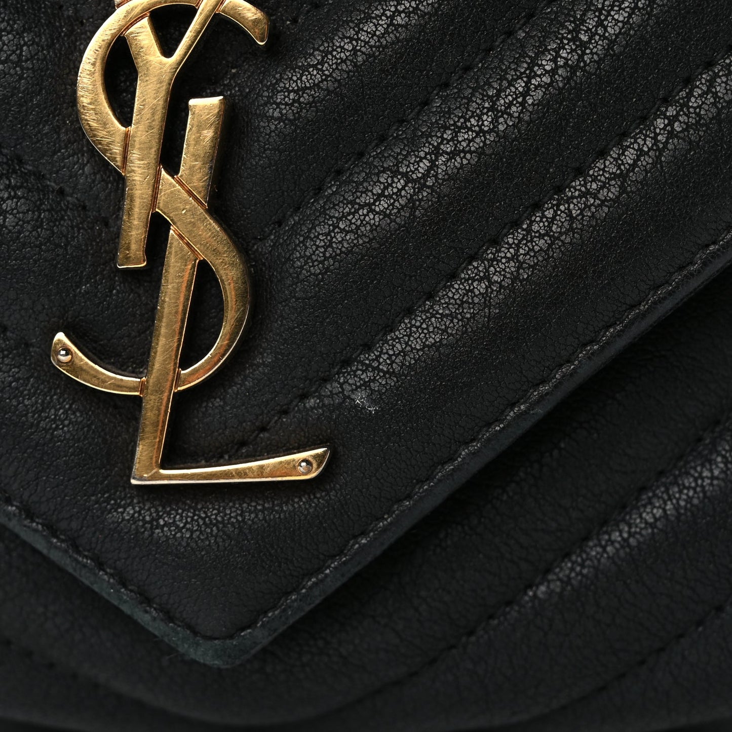 Saint Laurent Sheepskin Matelasse Chevron Monogram Medium College Bag Black