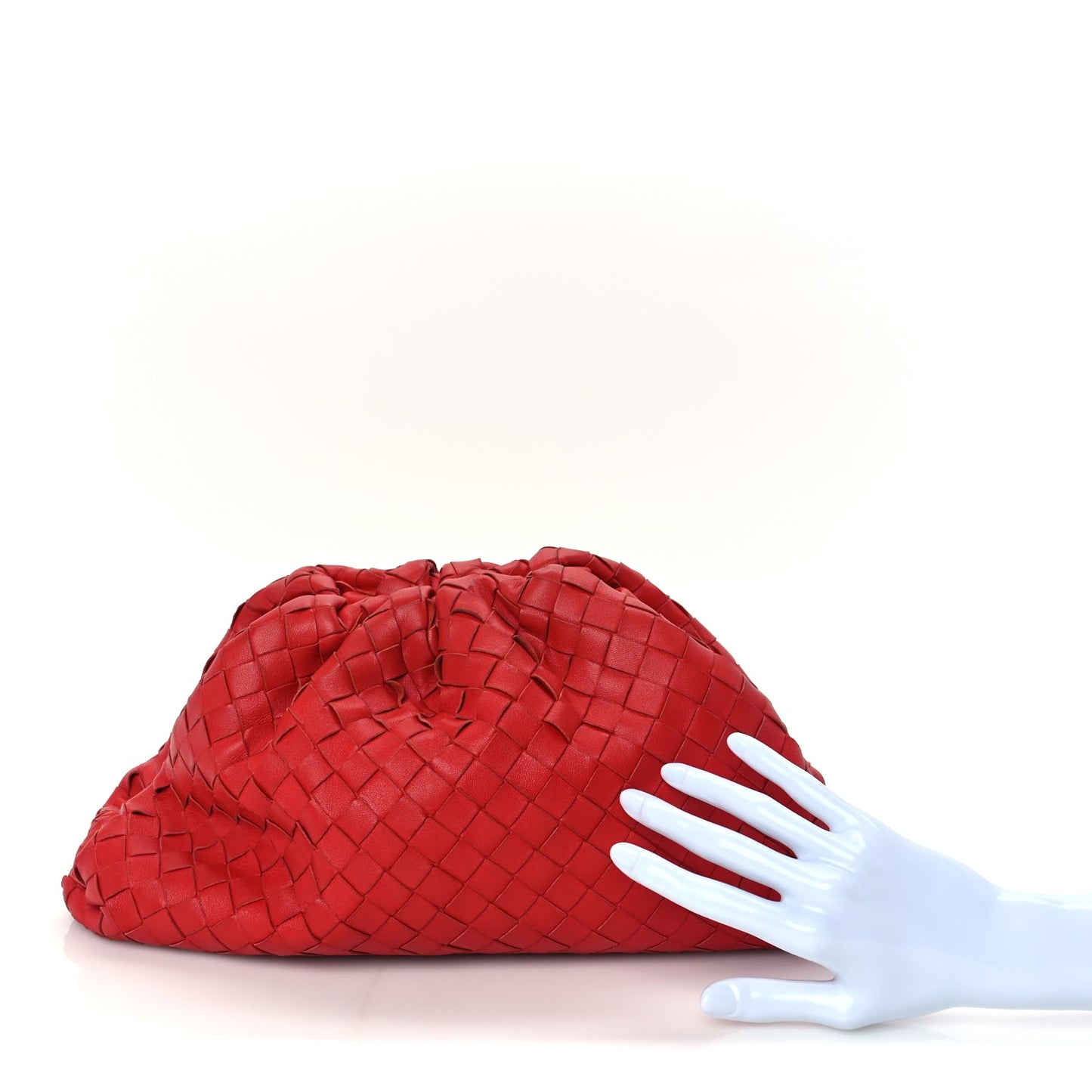 Bottega Veneta Nappa Maxi Intrecciato The Pouch Oversized Clutch Bright Red