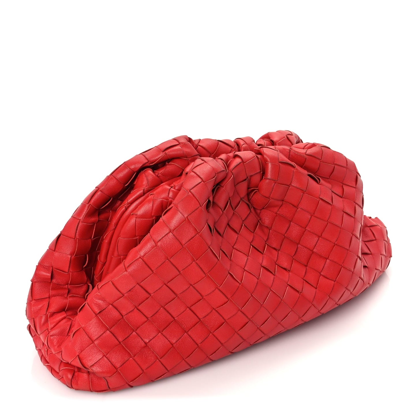 Bottega Veneta Nappa Maxi Intrecciato The Pouch Oversized Clutch Bright Red