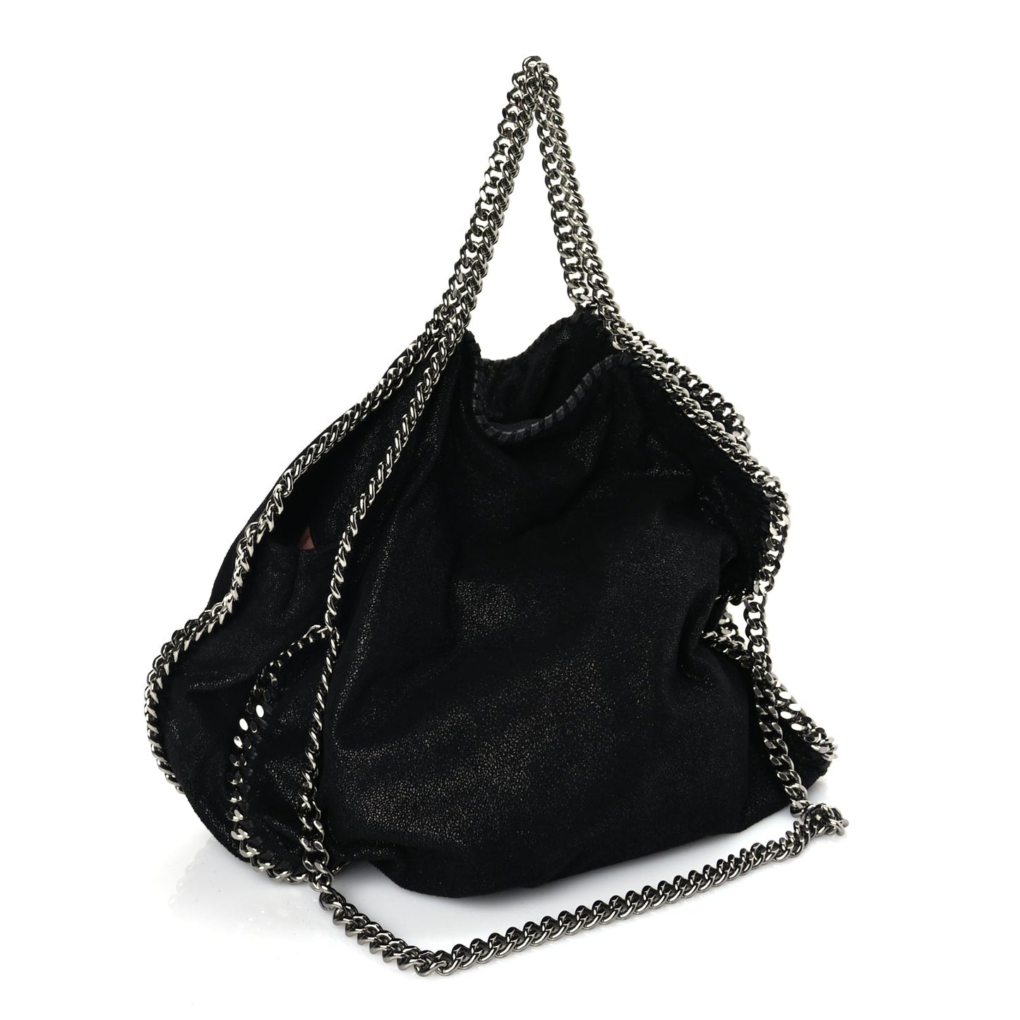 Stella McCartney Shaggy Deer Falabella Fold Over Tote Black