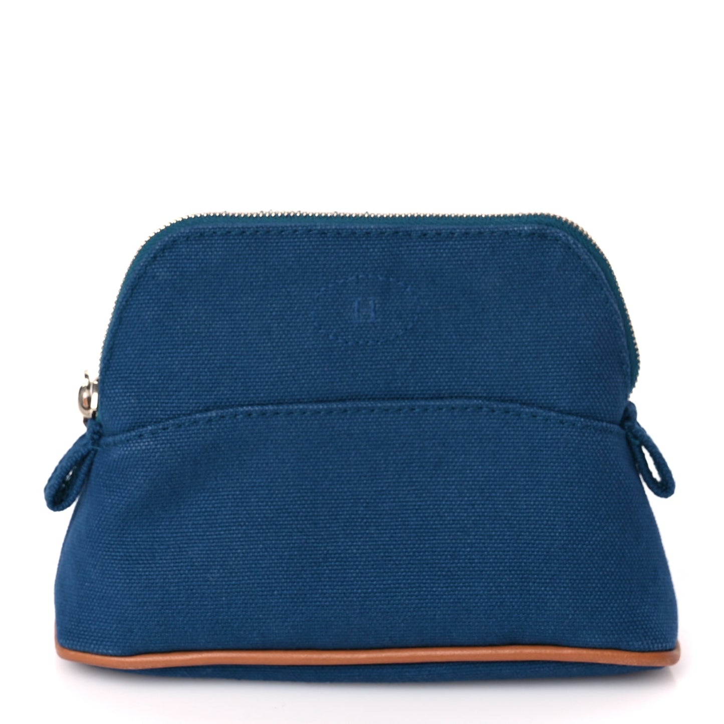 Hermes Cotton Canvas Mini Mini Bolide Travel Cosmetic Pouch Bleu De Prusse