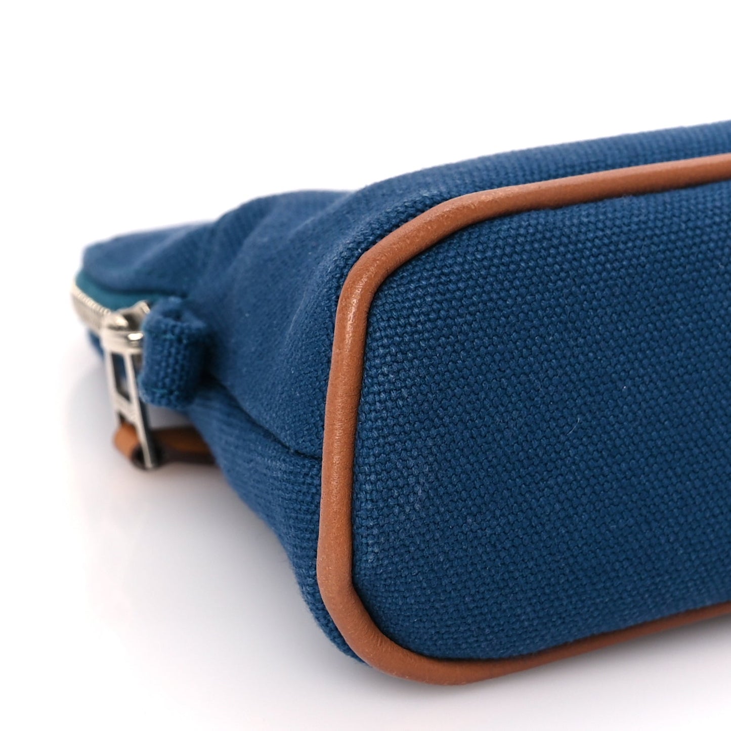 Hermes Cotton Canvas Mini Mini Bolide Travel Cosmetic Pouch Bleu De Prusse