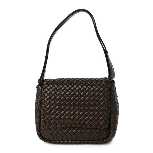 Bottega Veneta Nappa Intreccicio Padded Small Cobble Shoulder Bag Light Brown