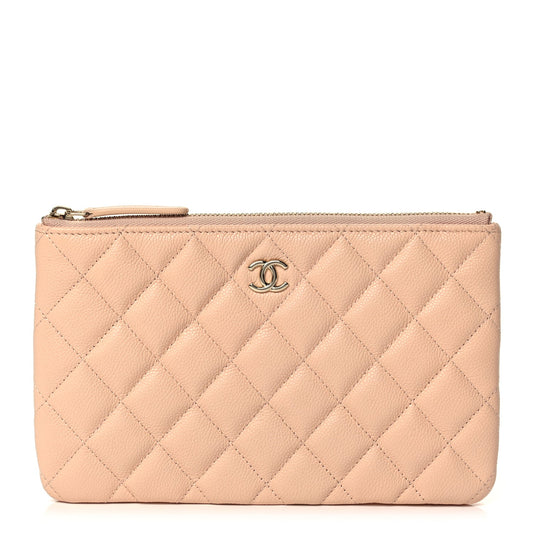 Chanel Caviar Quilted Cosmetic Case Beige