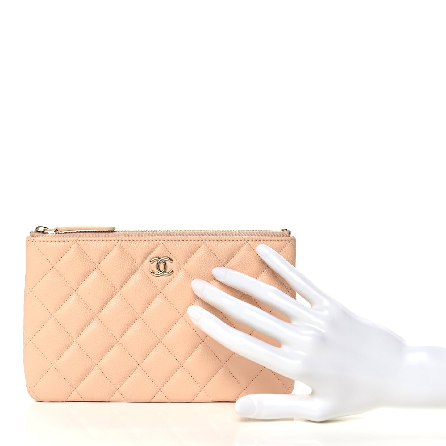 Chanel Caviar Quilted Cosmetic Case Beige