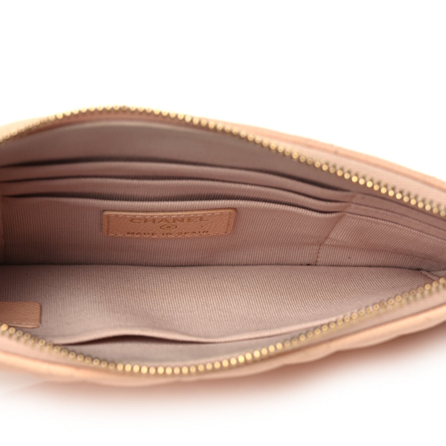 Chanel Caviar Quilted Cosmetic Case Beige