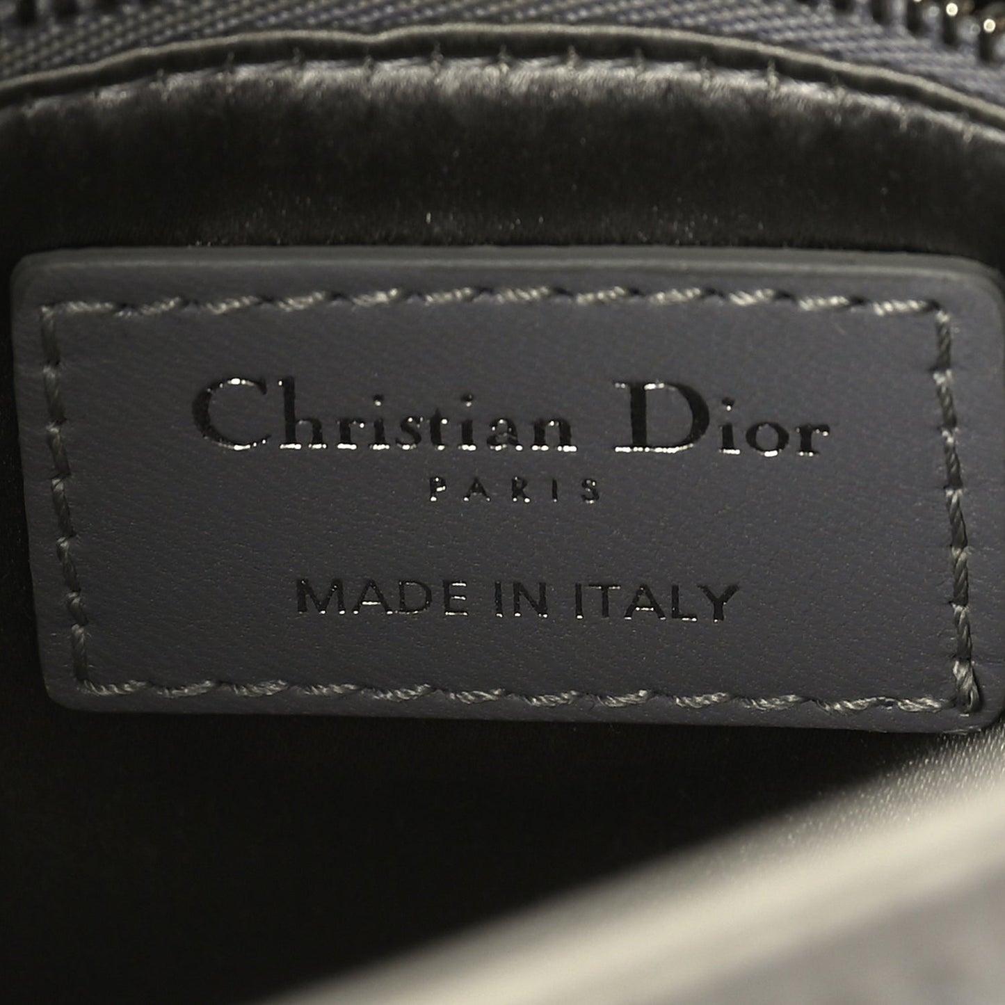 Christian Dior Satin Crystal Cannage Mini Lady Dior Grey