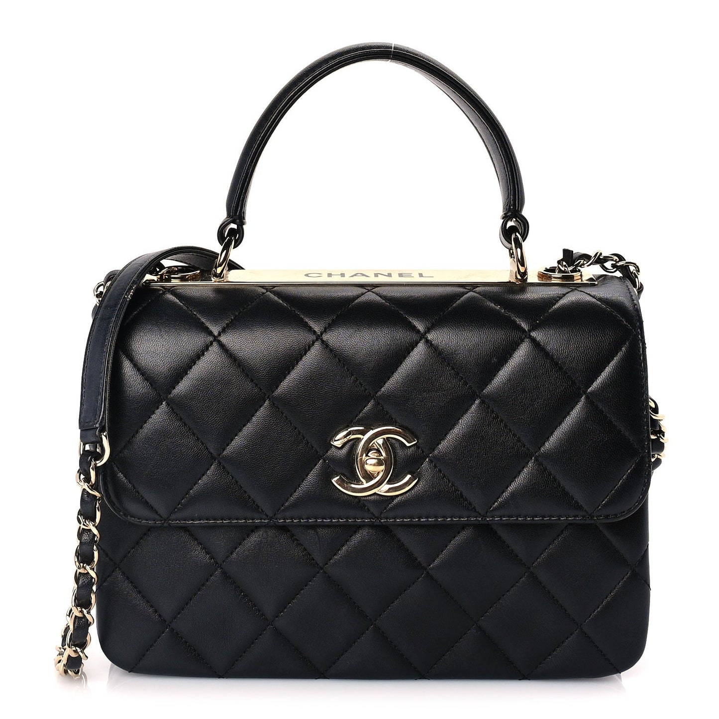 Chanel Lambskin Quilted Small Trendy CC Dual Handle Flap Bag  Black