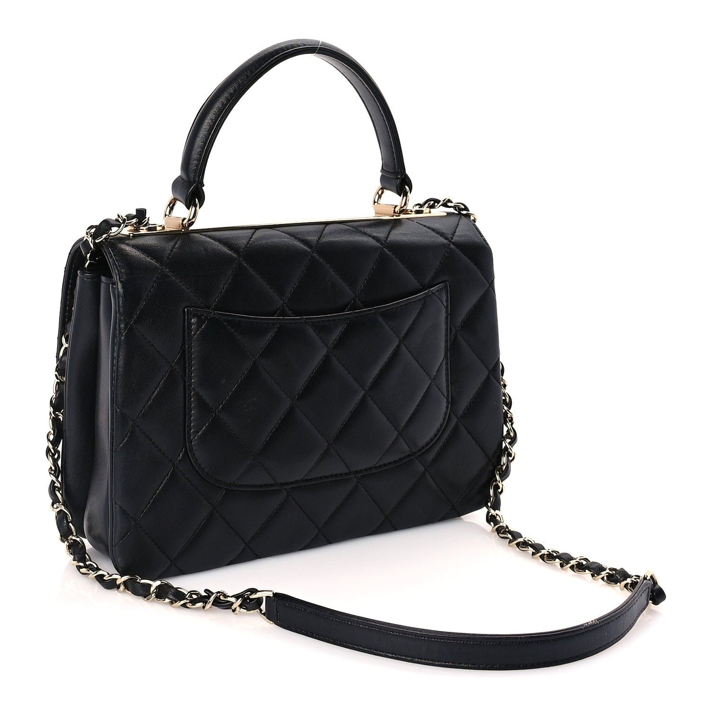 Chanel Lambskin Quilted Small Trendy CC Dual Handle Flap Bag  Black