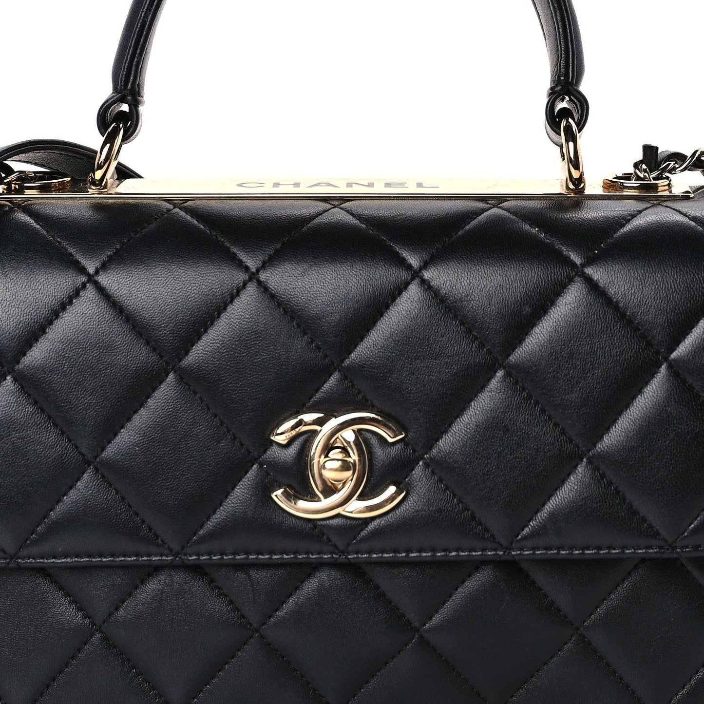 Chanel Lambskin Quilted Small Trendy CC Dual Handle Flap Bag  Black
