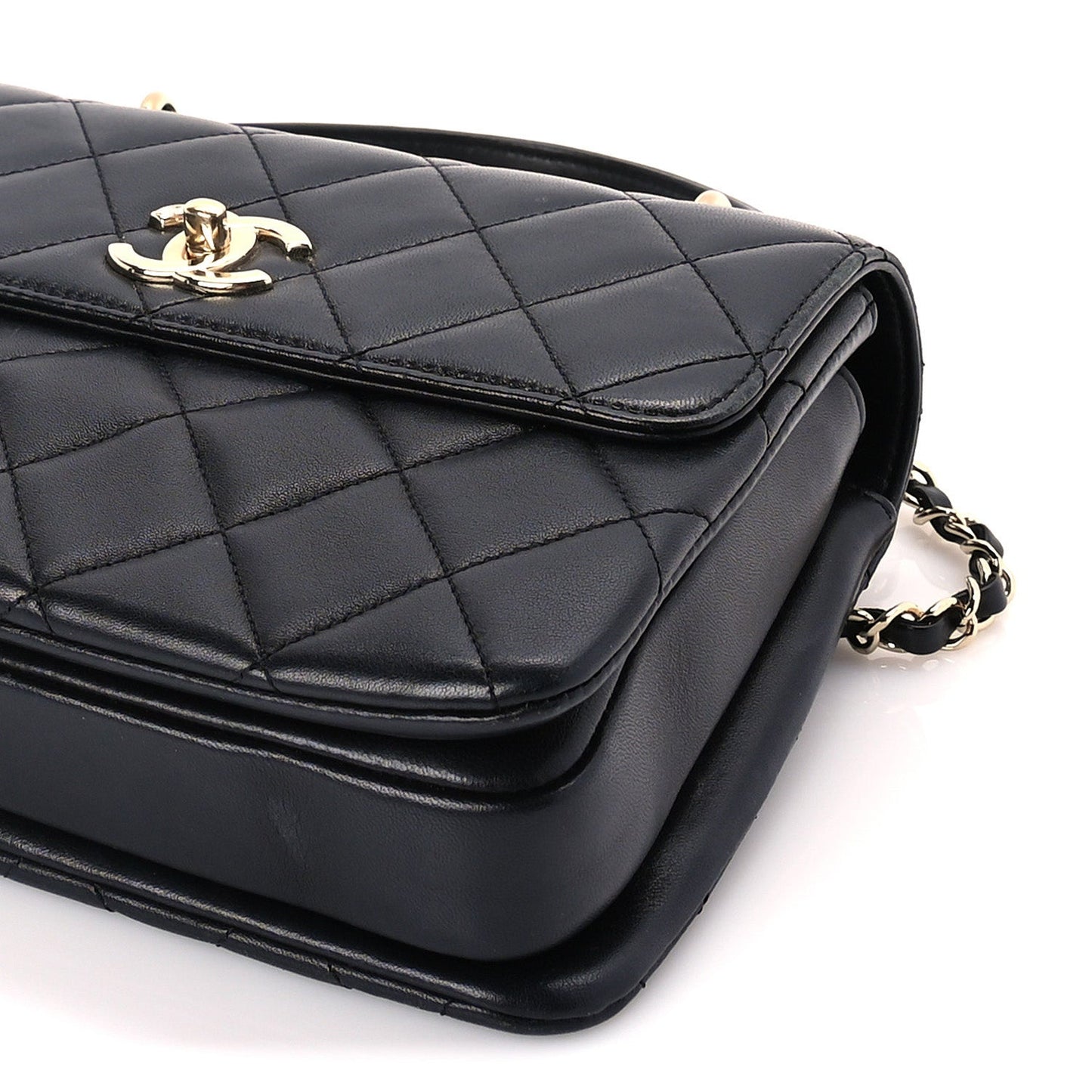 Chanel Lambskin Quilted Small Trendy CC Dual Handle Flap Bag  Black