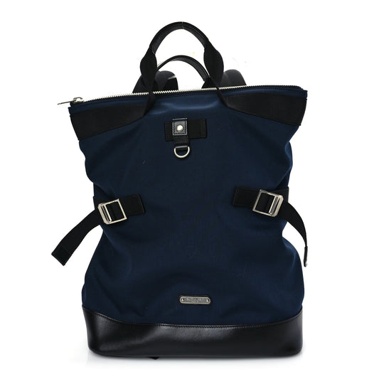 Saint Laurent Canvas Calfskin Rivington Race Convertible Backpack Black Navy