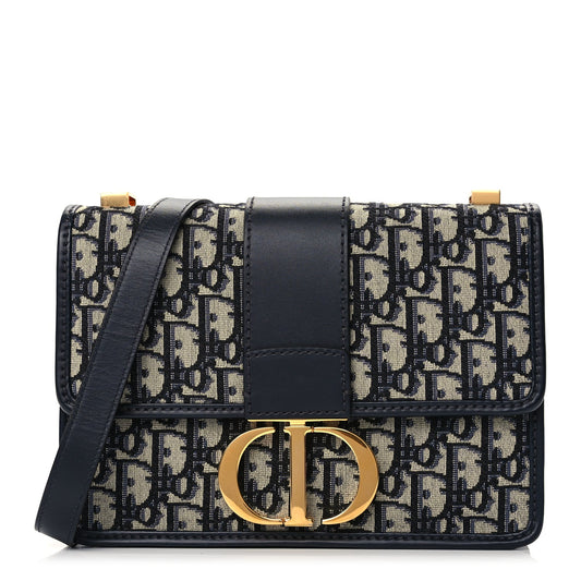Christian Dior Oblique 30 Montaigne Flap Bag Blue