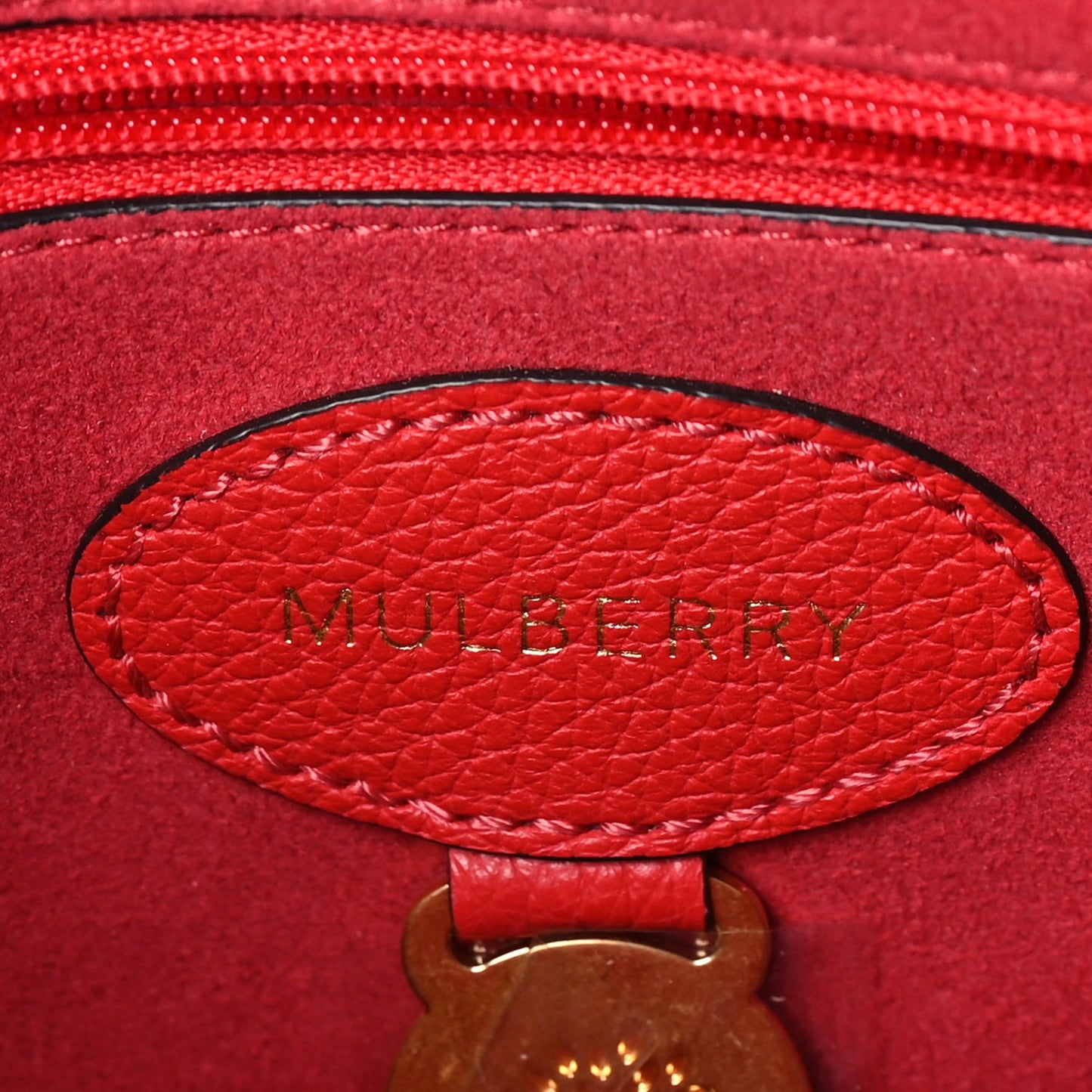 Mulberry Small Classic Grain Calfskin Small Lily Ruby Red
