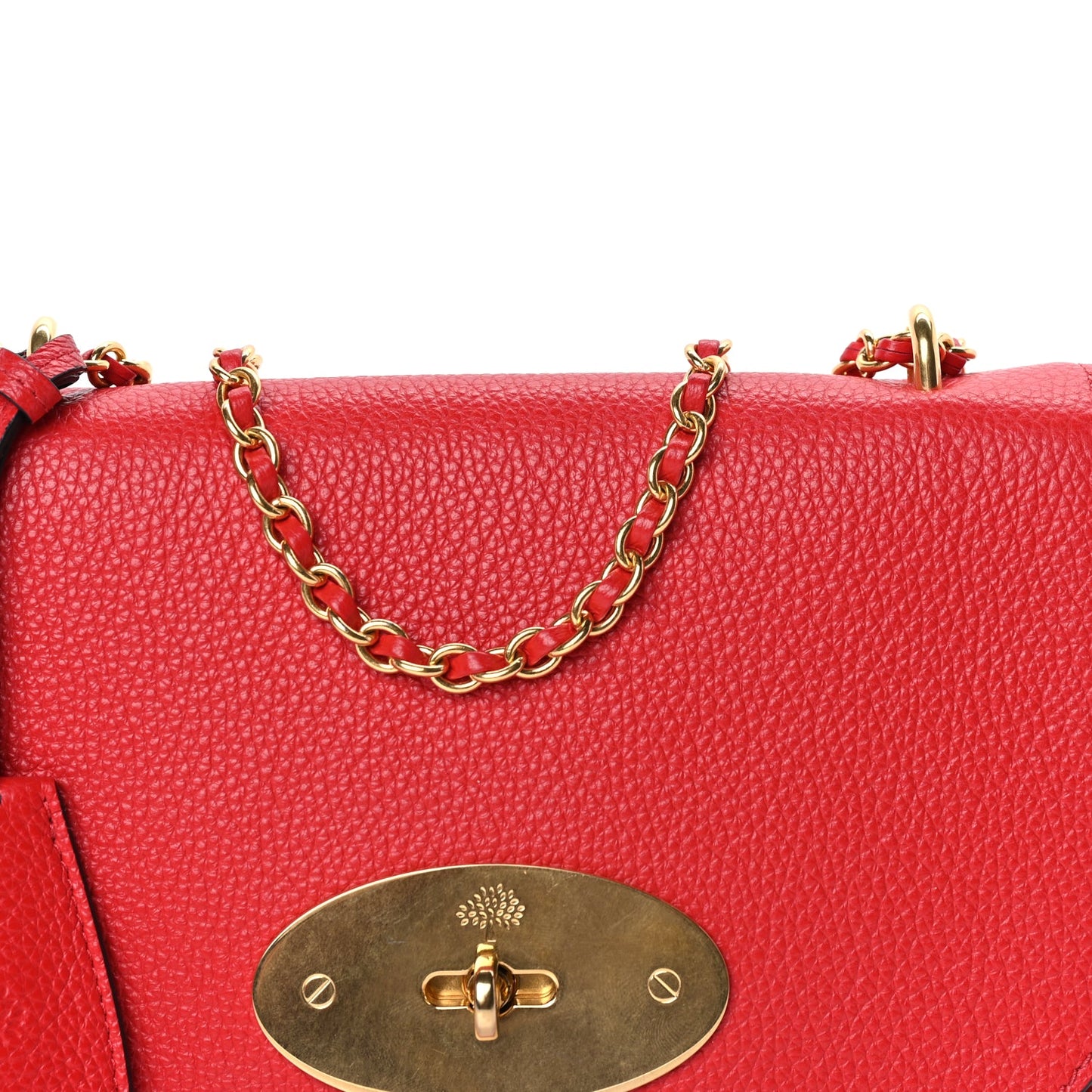 Mulberry Small Classic Grain Calfskin Small Lily Ruby Red