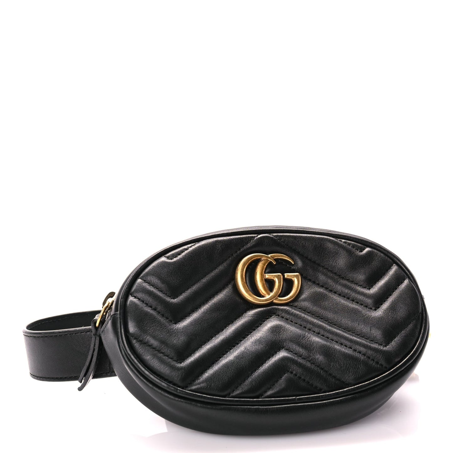 Gucci Calfskin Matelasse GG Marmont Belt Bag 85 Black