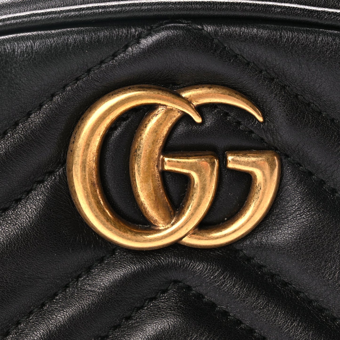 Gucci Calfskin Matelasse GG Marmont Belt Bag 85 Black