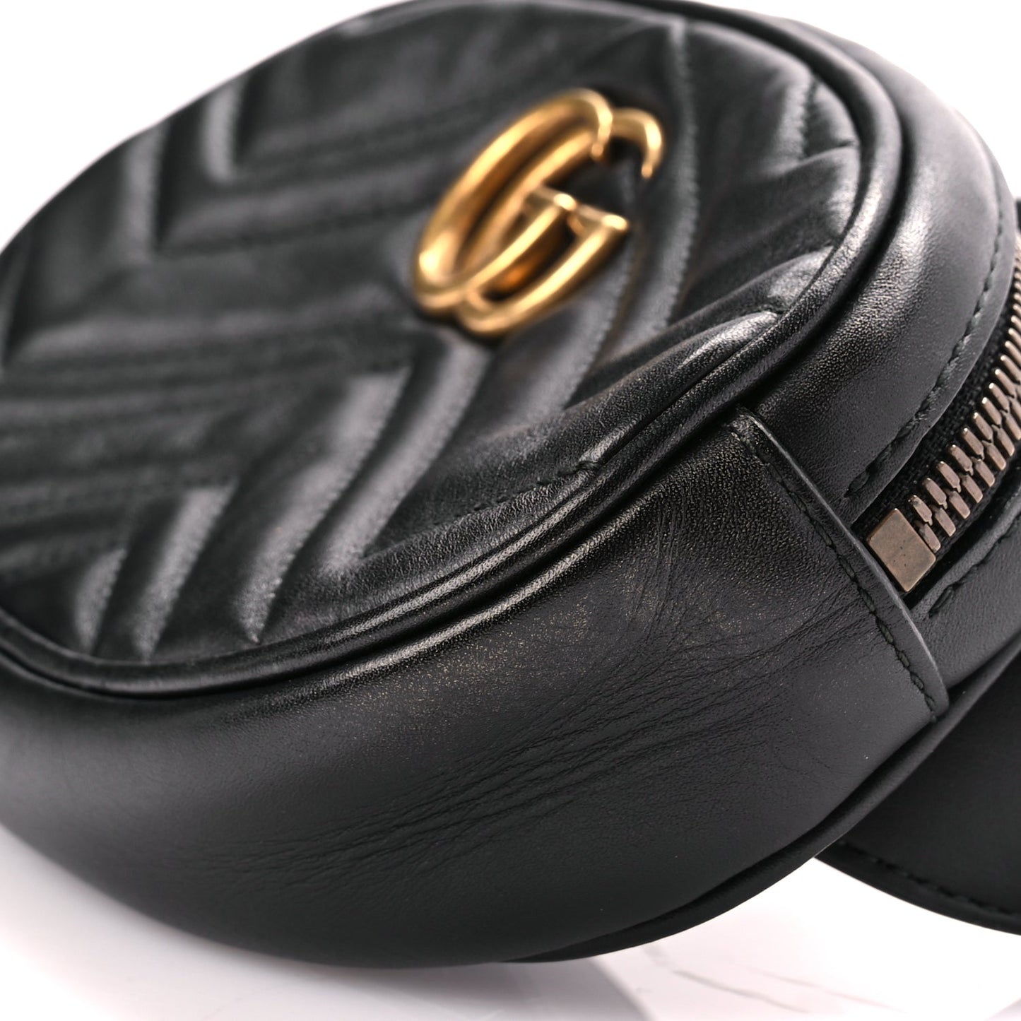 Gucci Calfskin Matelasse GG Marmont Belt Bag 85 Black