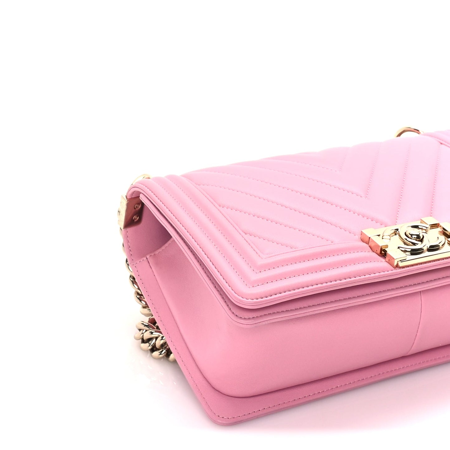 Chanel Lambskin Chevron Quilted Medium Boy Flap  Pink
