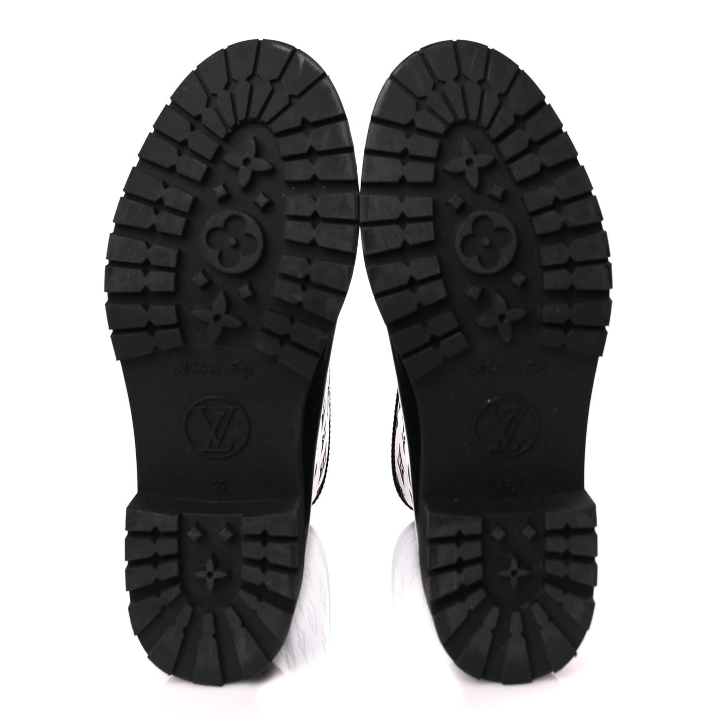 Louis Vuitton Rubber Embossed Monogram Drops Flat Half Boots 39 Black