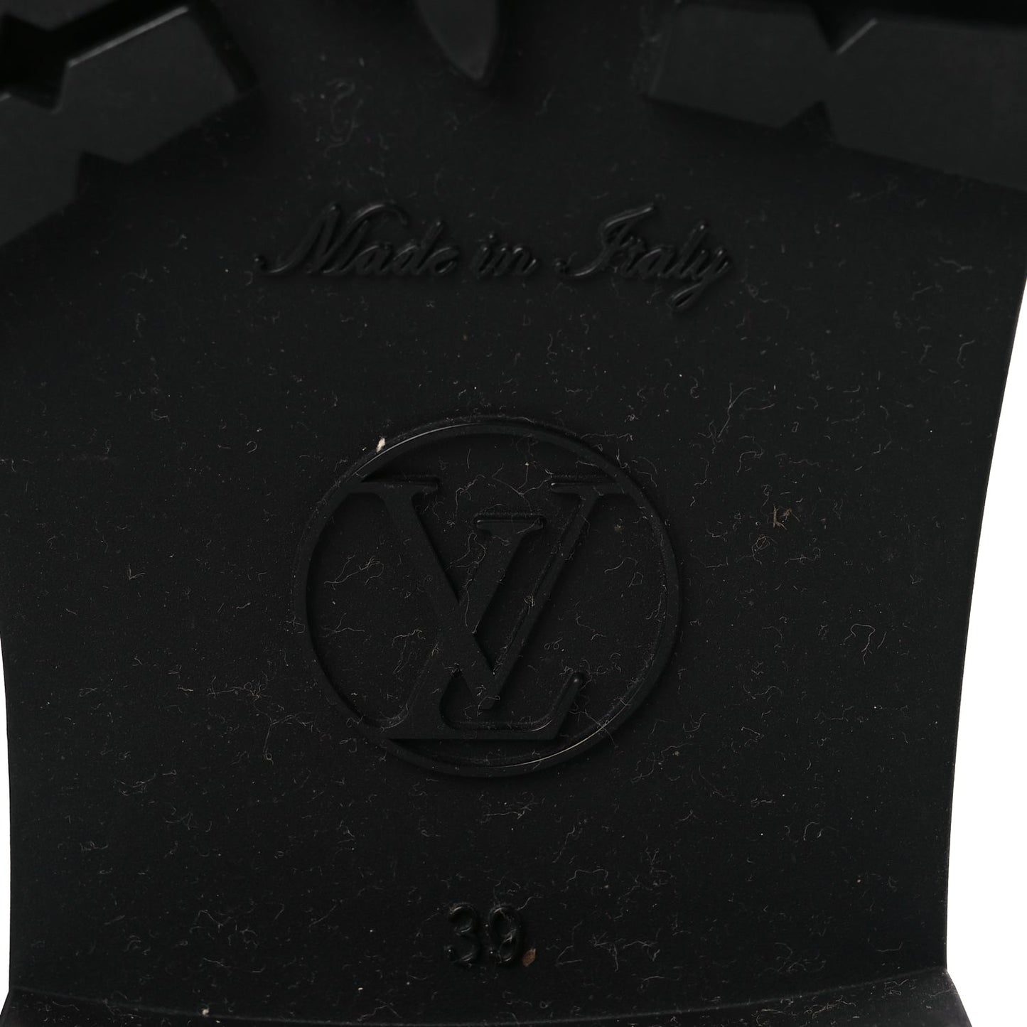 Louis Vuitton Rubber Embossed Monogram Drops Flat Half Boots 39 Black