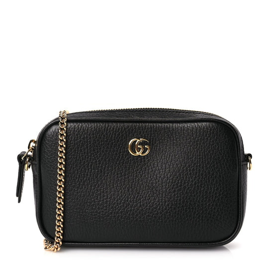 Gucci Dollar Calfskin Super Mini GG Marmont Chain Shoulder Bag Black
