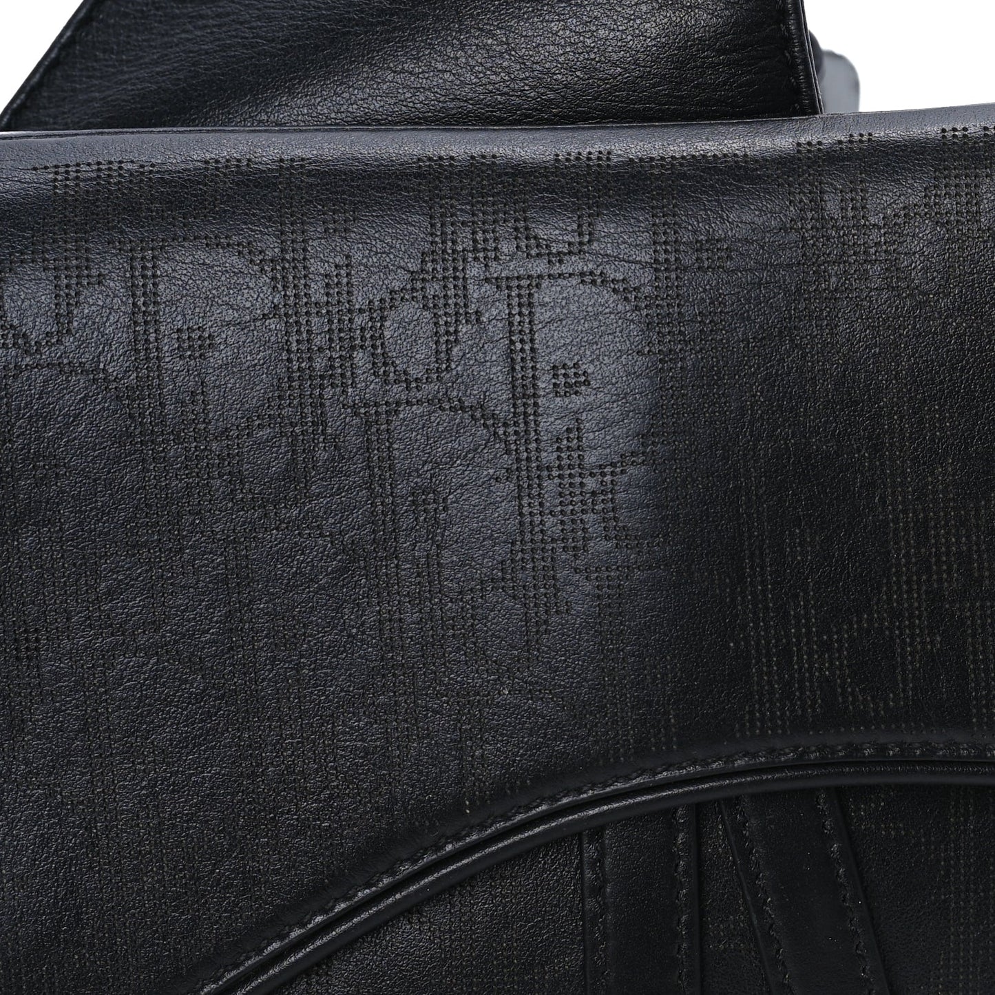 Christian Dior Calfskin Perforated Oblique Galaxy Mens Saddle Bag  Black