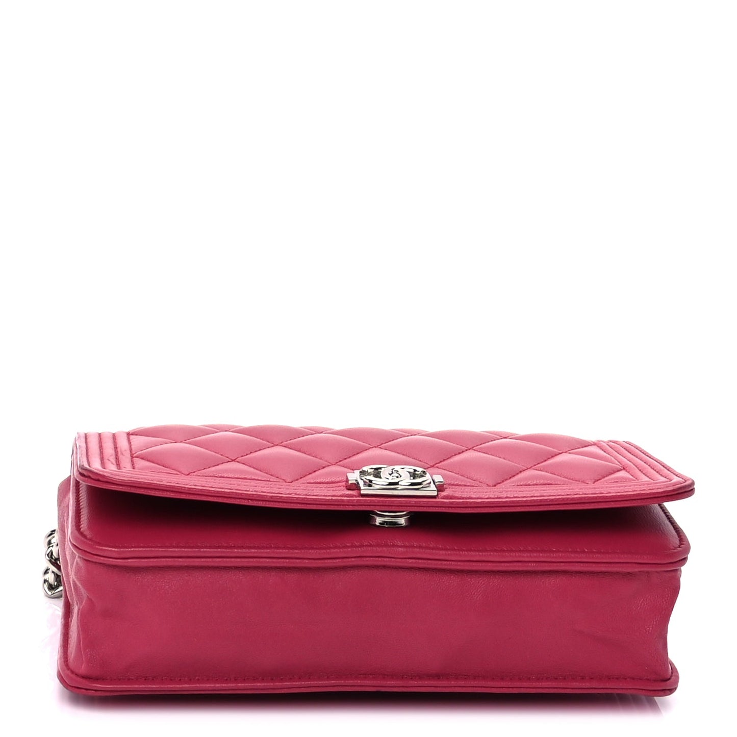 Chanel Lambskin Quilted Boy Wallet On Chain WOC  Pink
