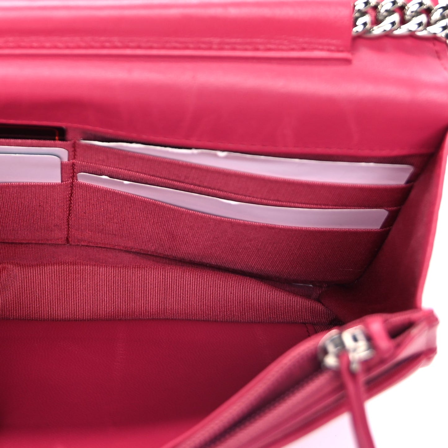 Chanel Lambskin Quilted Boy Wallet On Chain WOC  Pink