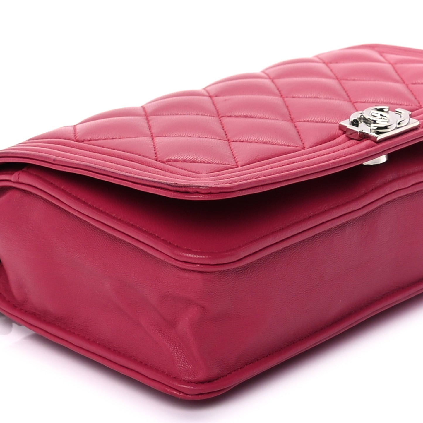 Chanel Lambskin Quilted Boy Wallet On Chain WOC  Pink